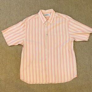 Tommy Bahama Striped Silk Short Sleeve Button Down